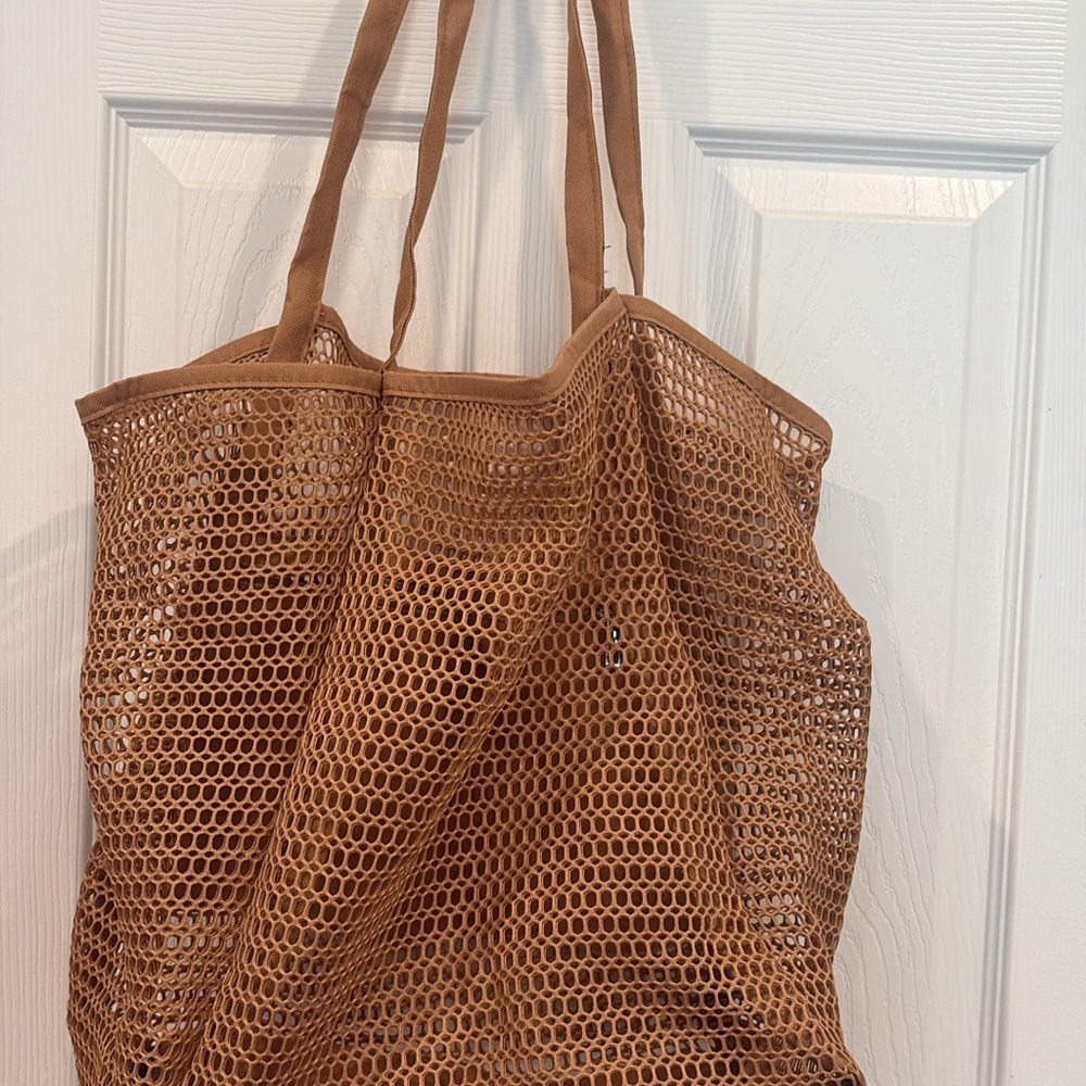 Tan Mesh Tote Bag